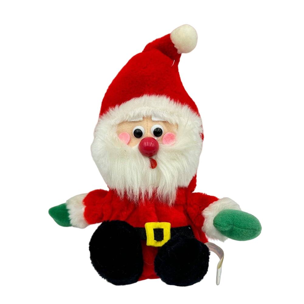 Vintage 1980s Santa Clause Christmas Plush Stuffed Puppet kitschy